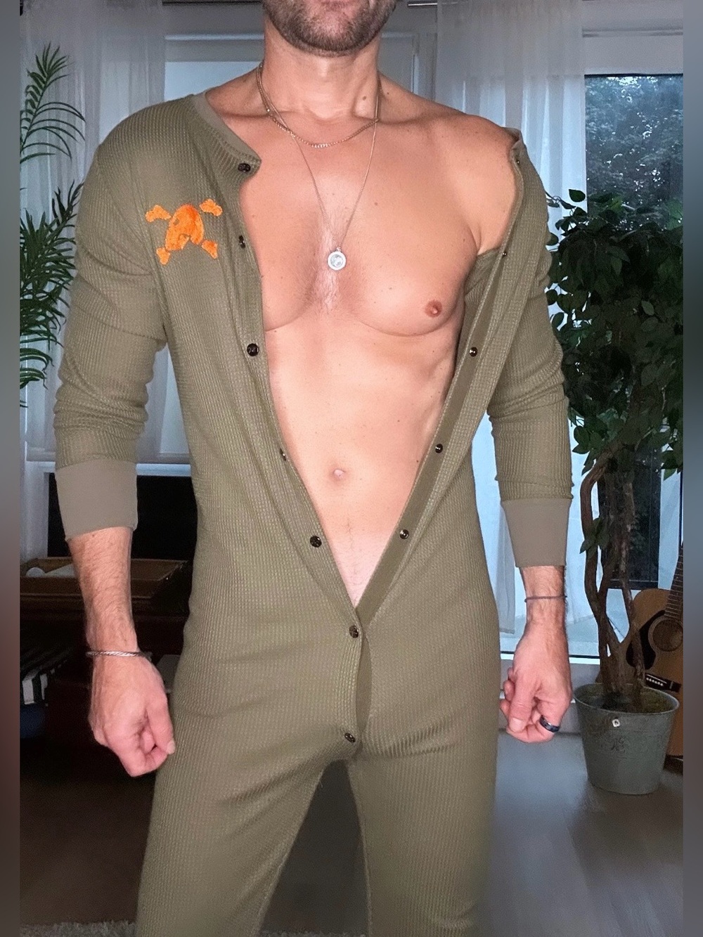 Skull & Bones | Signature Union Suit in Army Green (X-Small)
